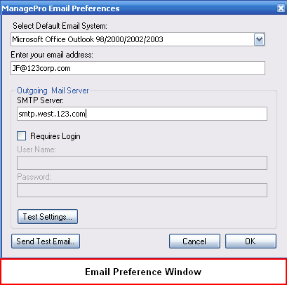 email preferences window